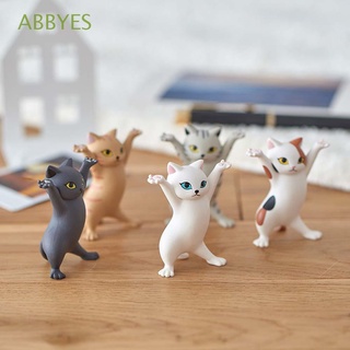 ABBYES Lindo Adornos Niños Pequeña Estatua Miniaturas Micro Paisaje DIY Gato Danza Dibujos Animados PVC Figuritas
