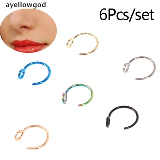 [ayellowgod] 6 unids/set c clip falso nariz anillos aro labio piercing cuerpo piercing de acero [ayellowgod]