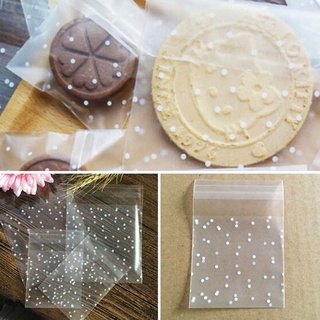 maxqueenn 100 piezas de caramelo autoadhesivo nuevo blanco puntos plástico bolsa de embalaje galletas regalo caliente hornear sello opp (4)
