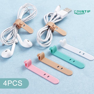 countif 4Pcs Silicone Earphone Cable Winder Desktop Data Line Wire Cord Holder Organizer