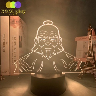 acrílico led luz de noche avatar el último maestro de aire para niños niño dormitorio decoración luz de noche avatar iroh figura escritorio 3d lámpara
