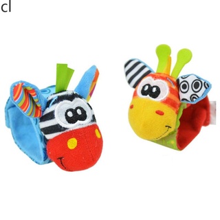 ❥HOT Seller 4 pcs Cartoon Baby Toys 0-12 Months Baby Rattles Children Infant Newborn Toys Soft Plush Sock Baby Rattle Toy Wrist Stra HZX