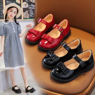 Zapatos para niños zapatos de cuero para niñas2021Nuevo estilo coreano medio y grande niños suave fondo negro princesa Zapatos Niña estudiante zapatos de una sola capa (1)