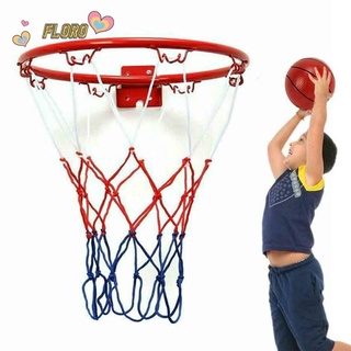floro al aire libre montado en la pared niño juego colgante objetivo baloncesto aro 4 llantas de metal red interior 32 cm soporte de bola