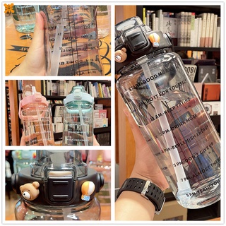 Botella De agua con taza De Plástico De 2000ml con Escala De popote