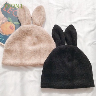 Dion1 Gorro De lana De invierno tejido tejido con orejas De conejo multicolor para mujer