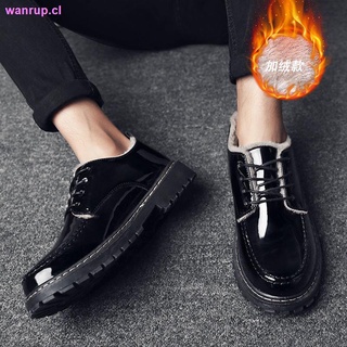 invierno zapatos de cuero de los hombres s británico casual trajes de negocios más cachemira de los hombres zapatos de los estudiantes versión coreana de la tendencia de la juventud pequeños zapatos de cuero negro