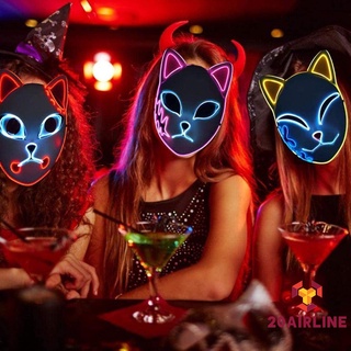 Ln máscara facial, cazadora de demonios LED máscara tocado Cosplay herramientas decoraciones Festival para fiesta de Halloween, rojo/rosa/amarillo