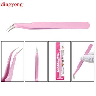 DINGYONG acero rosa recto + pinzas de curva para extensiones de pestañas arte de uñas pinzas