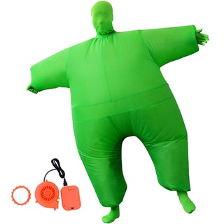 150-180cm verde traje inflable con incorporado ventilador operado por batería inflable fat man traje para un