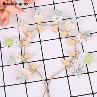 [beautyupmy] 10 piezas clip de madera de cactus clip de madera de boda lindo clip de pared de fotos caliente