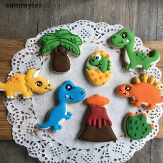 summytei 8 pzs cortador de volcán dinosaurio sugarcraft decoración de pasteles galletas molde de pastelería cl
