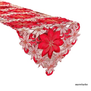 warmharbo doble grosor rústico bordado floral camino de mesa decoraciones navideñas