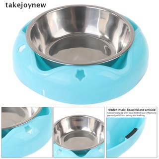 [takejoynew] recipiente durable para perros para mascotas, acero inoxidable, antideslizante, alimentador de alimentos de doble uso