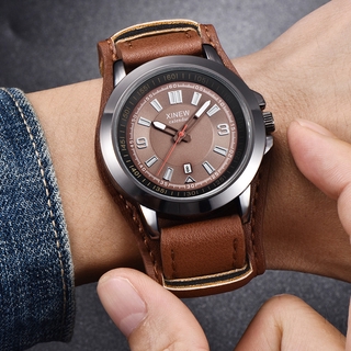 reloj militar de cuarzo para hombre/reloj deportivo de cuero/reloj de pulsera con fecha color