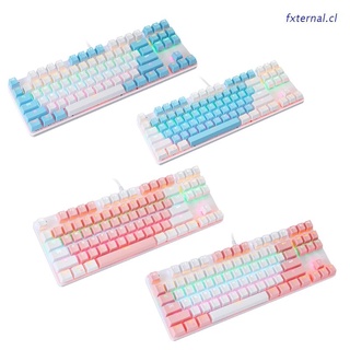 fxt k100 gaming teclado led arco iris retroiluminado teclado con 87 teclas para pc/laptop