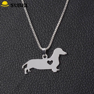 SUBEI collar con colgante de plata para perro/collar Dachshund Charm/cachorro/Unisex/corazón hueco (1)