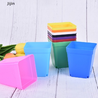 [Jijin] Maceta De Plástico Cuadrada De 10 Colores Para Decoración En Casa , Oficina , Escritorio , Jardín . (1)