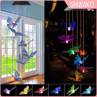 [Shiwaki3] Campanillas de viento al aire libre Solar mariposa viento campanillas de Color Cing LED timbre de viento, ing luces decorativas para patio jardín fiesta en casa (8)