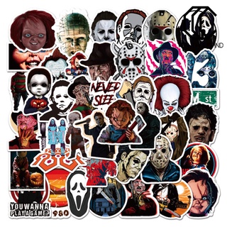 (Nuevo) 54 Pegatinas De Halloween Temáticas De Equipaje Decoración Impermeable Horror Personaje Impresión DIY Graffiti