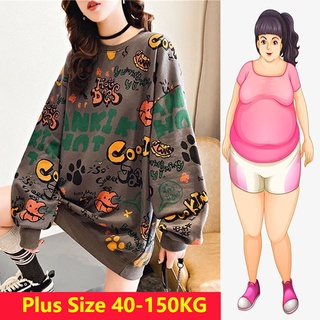 [tallas Grandes]40-150kg nuevo Autum de gran tamaño de las mujeres de manga larga sudadera Slack prendas de abrigo Tops C8124