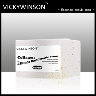 VICKYWINSON Jabón exfoliante de esencia de colágeno 100g Aceites esenciales vegetales hidratantes