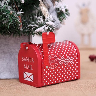 [navidad] Diseño de buzón de navidad caramelo de navidad caja de hierro caja de almacenamiento de galletas.
