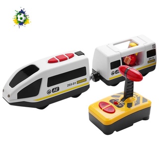 tren eléctrico de control remoto compatible con tren de madera juguete pista