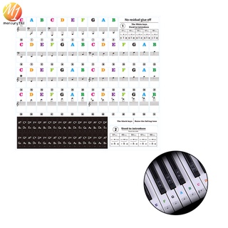 pegatina de piano transparente teclado de piano etiqueta engomada 37/49/54 tecla teclado electrónico 88 teclas piano stave nota pegatina para teclas blancas