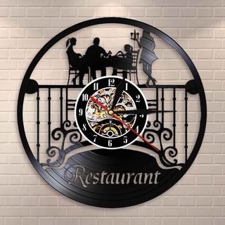 Restaurante signo de Catering arte de pared reloj de pared cocina servicio de alimentos vinilo registro reloj de pared comedor decoración de pared Chef Foodie