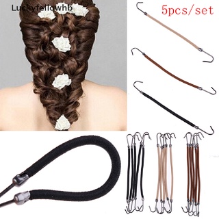 [Luckyfellowhb] 5pcs/set Elastic Hair Clips Bows Bands Gum Hook Ponytail Clip Holder Braids [HOT]