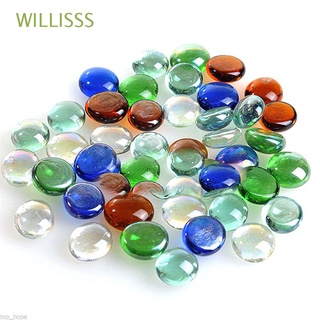 WILLISSS Round Glass Stones Home Fish Tank Beads 100g Craft Flat Pebbles Stone Decoration Aquarium/Multicolor