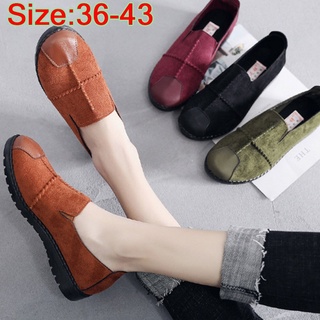 Women Fashion Plus Size Flats Loafers Anti Slip Flat Comfortable Suede Casual Shoes