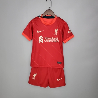 2021 2022 Infantil Liverpool Camisa I Futebol Kit Personalizada Nome Numero Obrigada