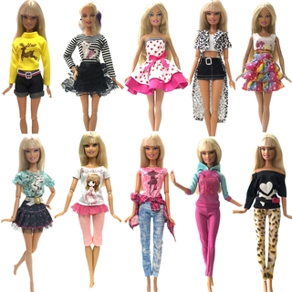 5 Unids ./Set Muñeca Moda Trajes Casual Vestido Camisa Falda Casa De Muñecas Ropa Para Barbie