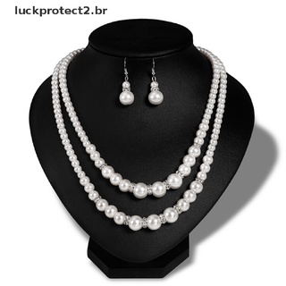 set de collar y aretes con perlas de imitación para mujer