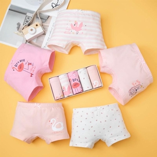 5 piezas de algodón niña ropa interior niño suave de dibujos animados Flamingo bragas transpirable 3-12y niño boxeador breve