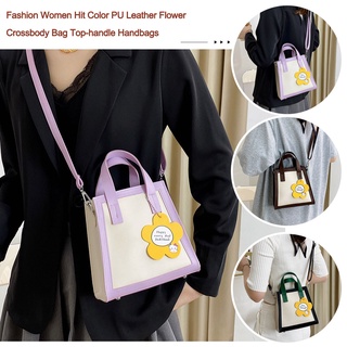 ifashion1 moda mujeres hit color cuero pu flor crossbody bolso top-handle bolsos