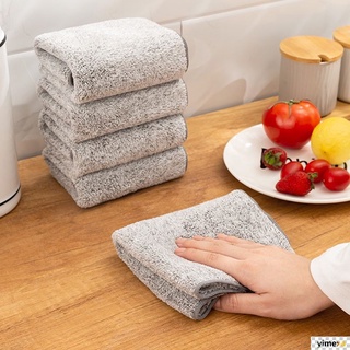 yimexa Kitchen Anti-grease Wiping Rags Microfiber Cleaning Cloths Thickened Bamboo Charcoal Super Absorbent Dishcloth 29*29cm yimexa