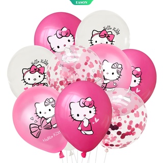 Hello Kitty Party Set Bandera Globos Rosa Con Pastel Insertar Feliz Cumpleaños Decoración De Color (5)