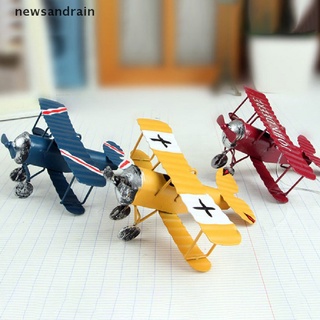 [I] Mini figuras Vintage modelo biplano para decoración del hogar Metal hierro plano de aire modelo bueno (1)