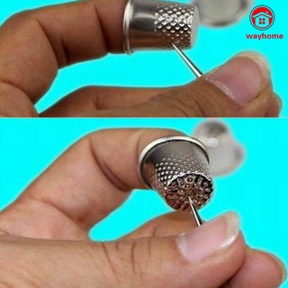 3 piezas dedals sastre herramienta de costura plata metal agarre dedo escudo protector pin aguja trabajo a mano s (1)