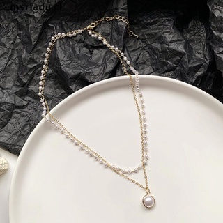 myidu collar de perlas de doble capa para mujer, clavícula, imitación, perla, gargantilla.