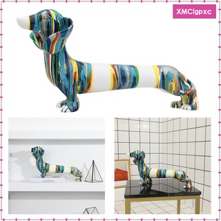 resina dachshund figuritas moderna estatua animal hecho a mano adorno de escritorio