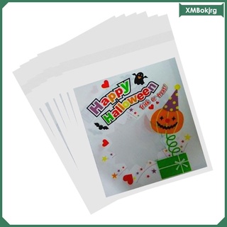 100 bolsas cuadradas de plástico para fiesta de halloween, dulces, dulces, bolsas de regalo para niños (2)