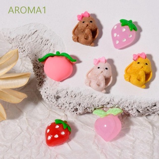 Aroma1 adorable fruta fresa de dibujos animados melocotón conejito uñas arte joyería 3D decoración de uñas