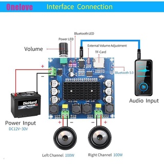 [onelove] bluetooth 5.0 tda7498 placa amplificadora digital 2x100w módulo de audio estéreo tf aux