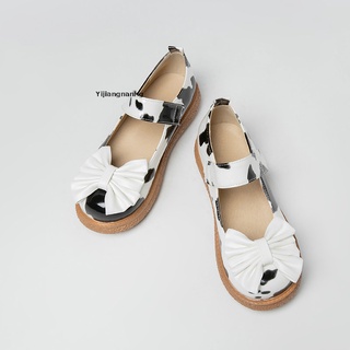 Yijiangnanhg Women's Lolita Shoes Mary Jane Platform Flats Shoes Classic Bow Soft Thick Low H Hot (8)
