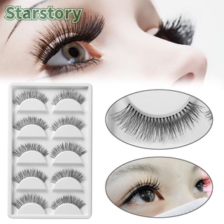 STARSTORY 5 Pairs Beauty Eye Lashes Extension Thick Black False Eyelashes Cross Makeup Long Natural Handmade
