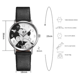 【Reloj + Pulsera】Reloj De Mujer De Dibujos Animados Mickey Mouse PU Cuero Moda Casual Reloj De Cuarzo(Sin Caja) (8)